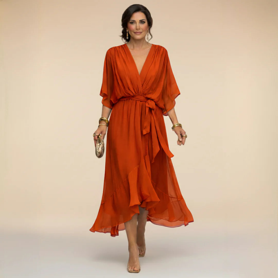 Brianna™ | Elegant V-neck Chiffon Dress
