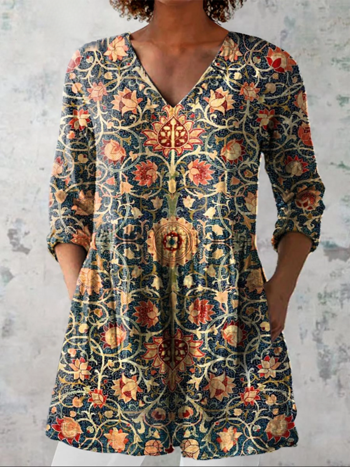 Celine | Longue Blouse avec Décolleté en V