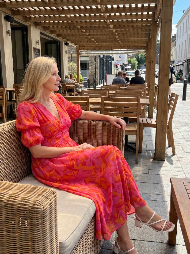Zarelle | Robe Midi à Manches Bouffantes et Imprimé Floral Audacieux
