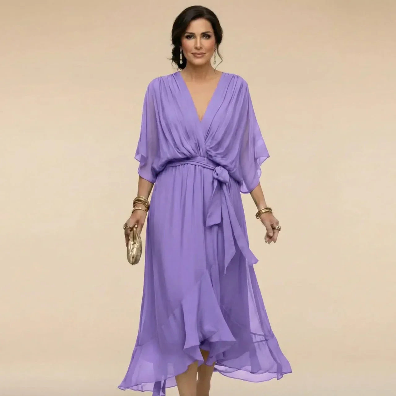 MARTA™ | ROBE EN CHIFFON AVEC ENCOLURE EN V