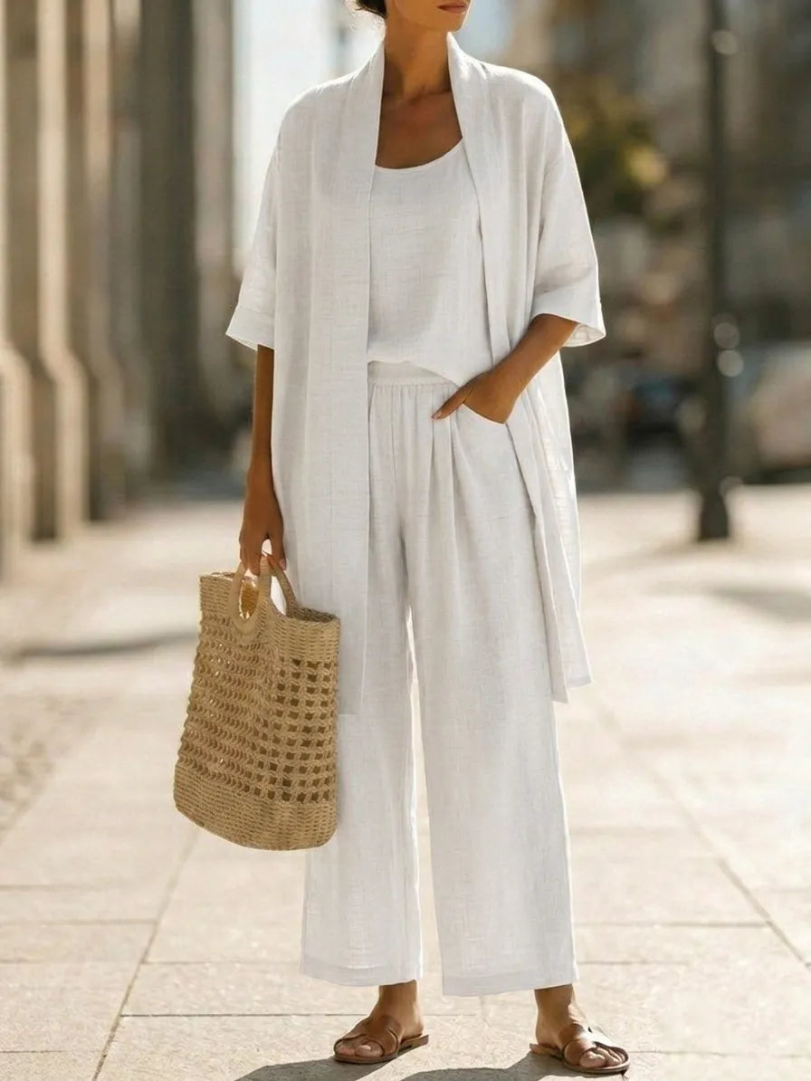 Ensemble minimaliste en lin et coton 3 pièces
