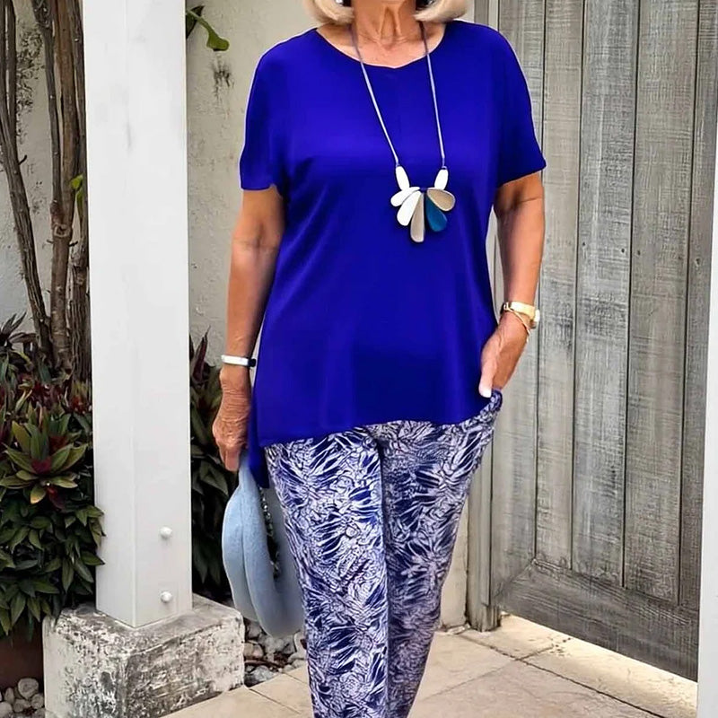 Valora™ | Flowy Top & Printed Pants Set