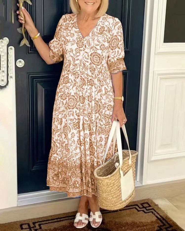 Candice | Robe Fleurie Élégante à Col V