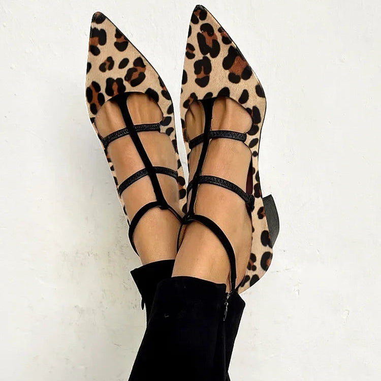 Bridget - Chaussures à Talons avec Sangle Léopard