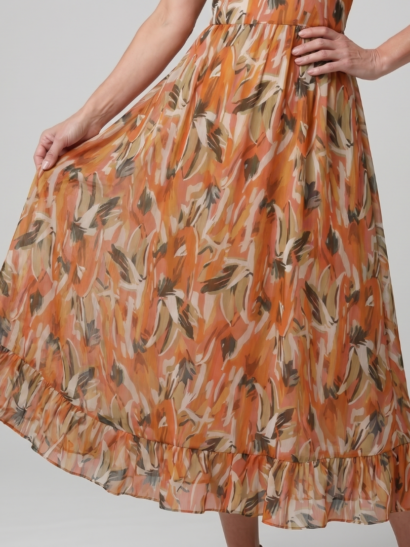 Quill | Abstract Print Spaghetti Strap Midi Dress