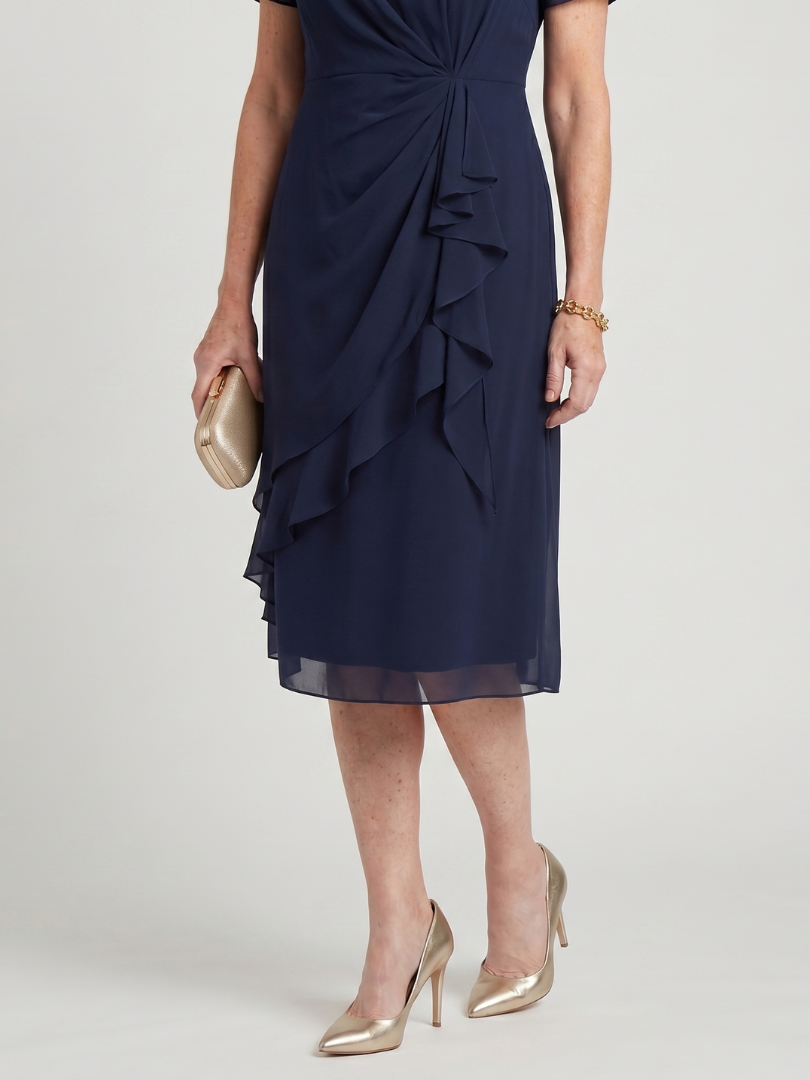 Eira | Twist Waist Layered Hem Midi Dress