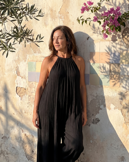 Sylvara | Combinaison Relaxed à Encolure Halter Plissée et Jambes Larges