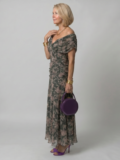 Calen | Robe Midi Décontractée à Épaules Dégagées
