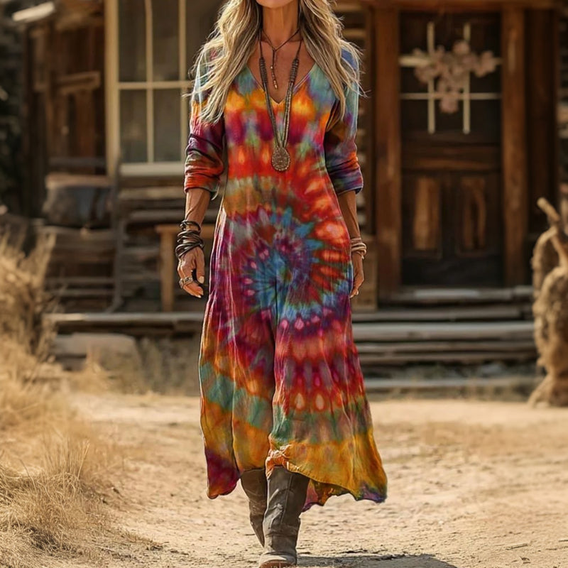 Evelyn | Robe décontractée à manches longues inspirée du vintage