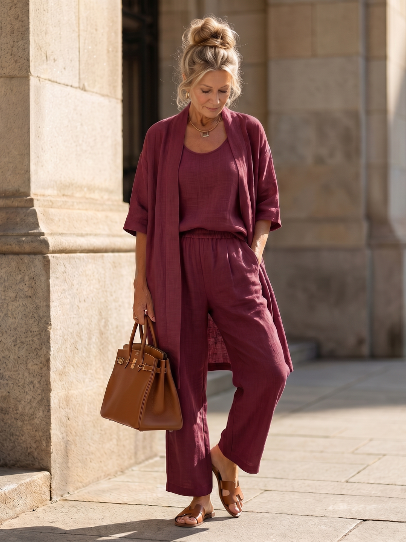 Yael | Ensemble de Haut et Pantalon Décontracté en Trois Pièces