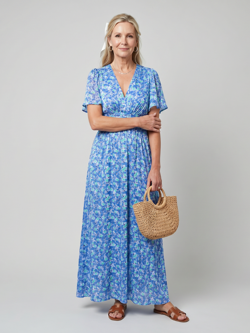Juna | Ditsy Floral Short Sleeve Midi Dress