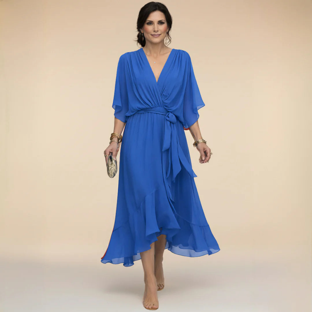 Brianna™ | Elegant V-neck Chiffon Dress