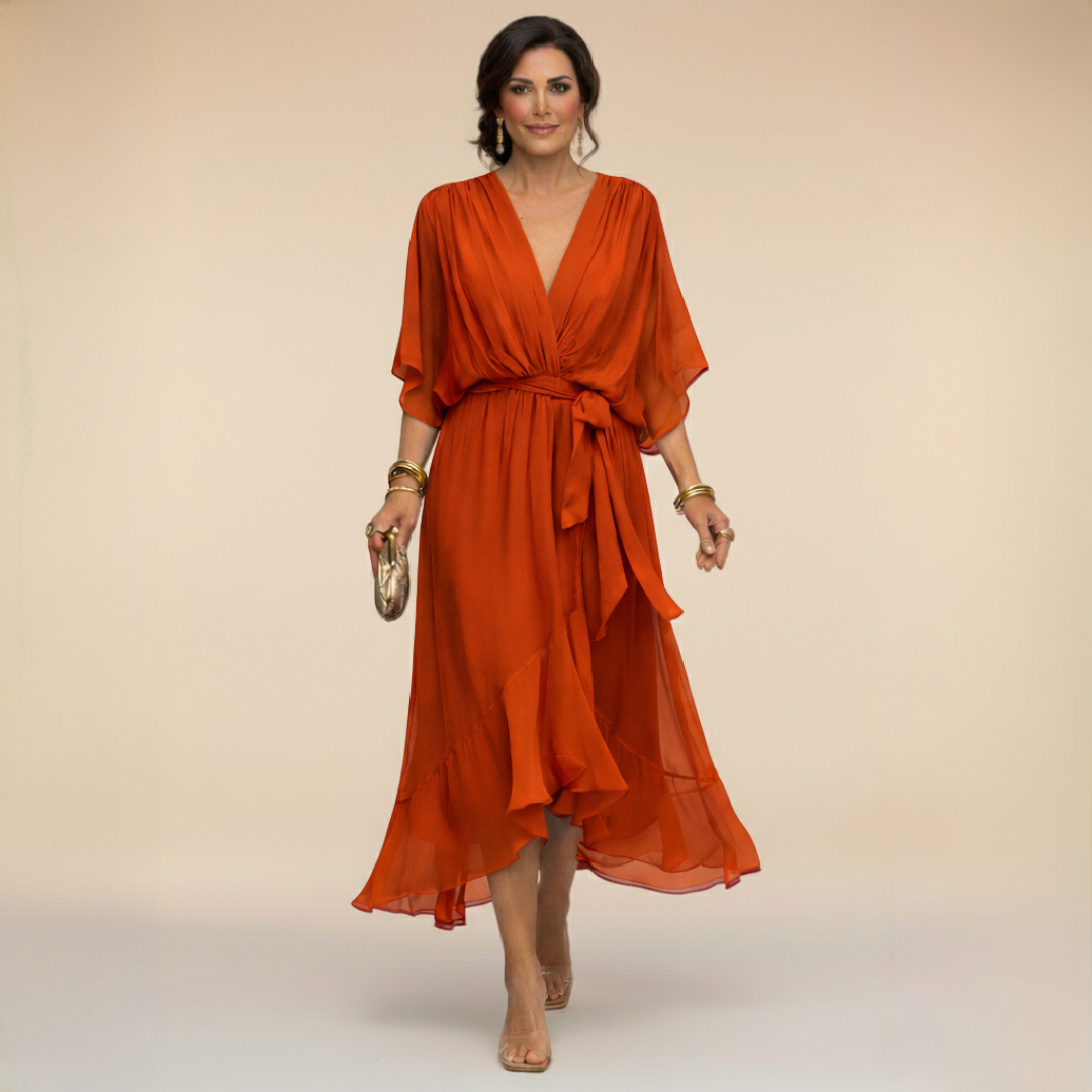 Sarah™ | Elegant Wrap-Style Midi Dress