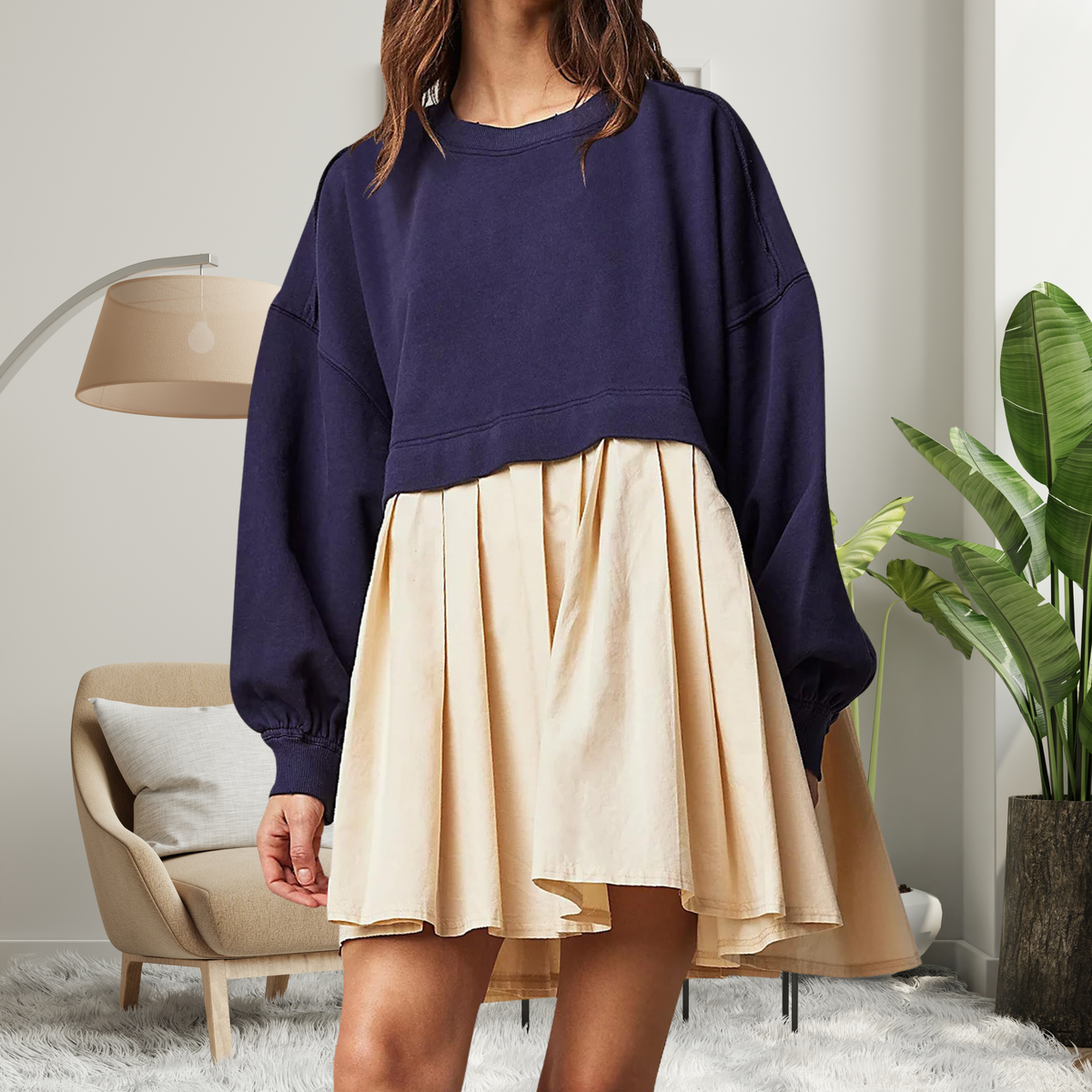 KARIYAH™ - Cozy Loose-Fit Long Sleeve Midi Dress