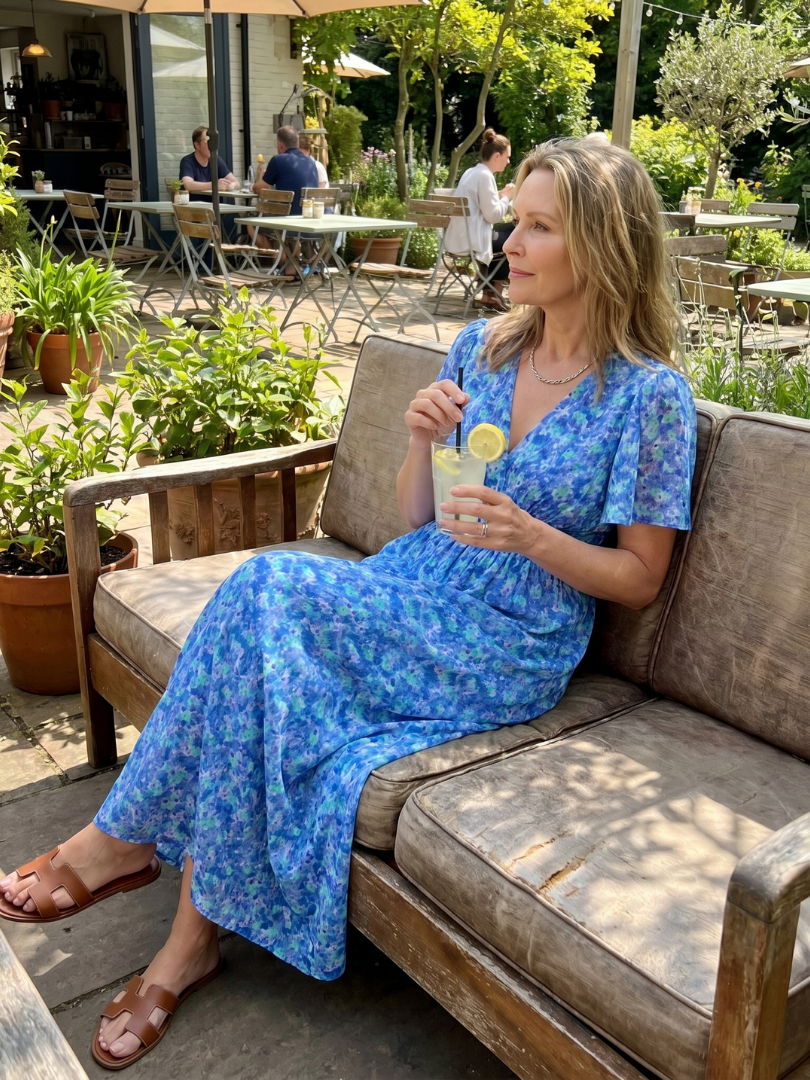 Juna | Ditsy Floral Short Sleeve Midi Dress