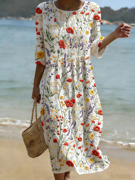 Robe décontractée pour femme avec imprimé floral.