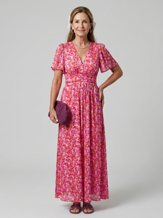 Juna | Robe midi à imprimé floral Ditsy à manches courtes