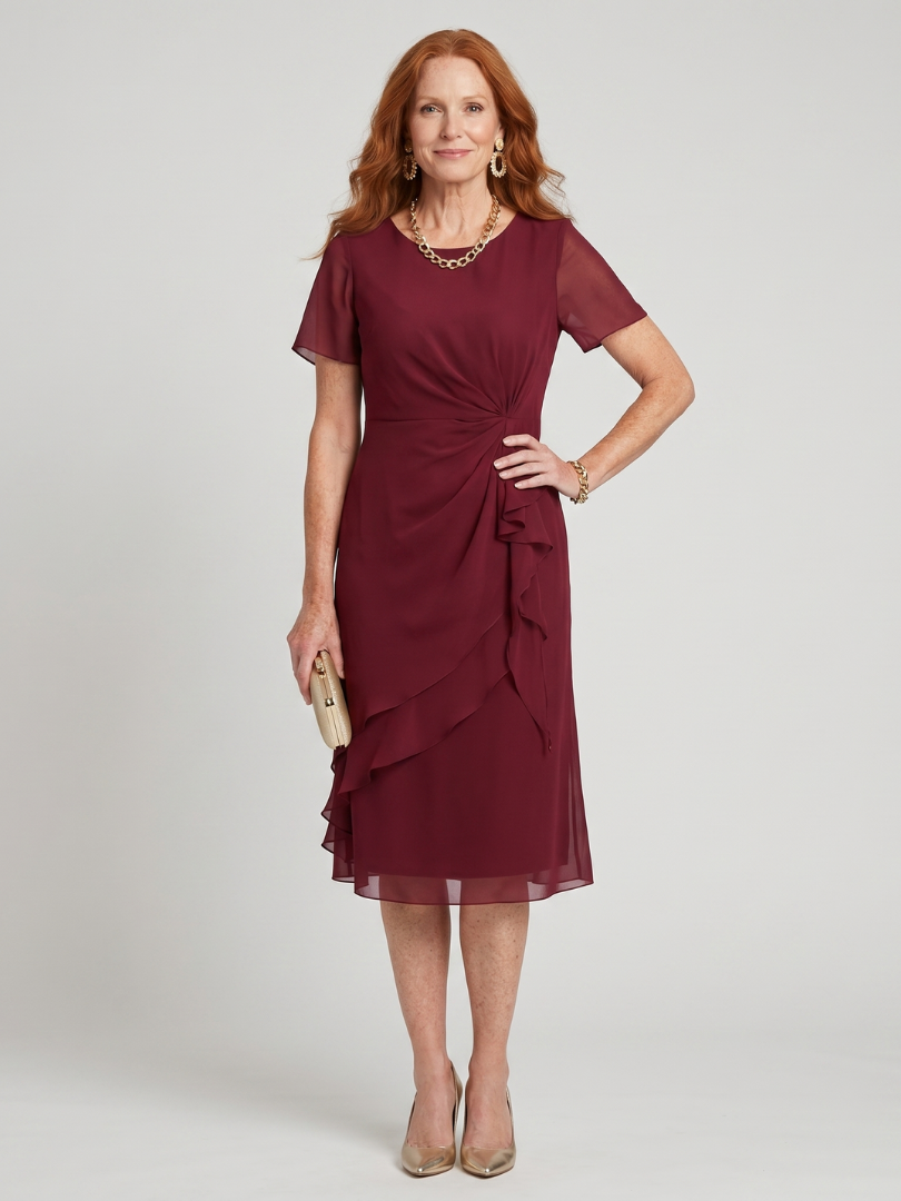 Eira | Twist Waist Layered Hem Midi Dress