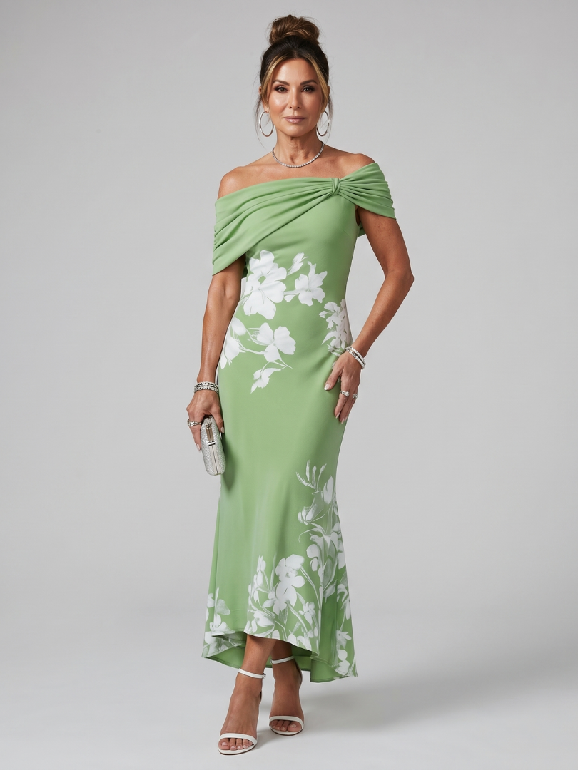 Cosma | Draped Off-Shoulder Midi Dress