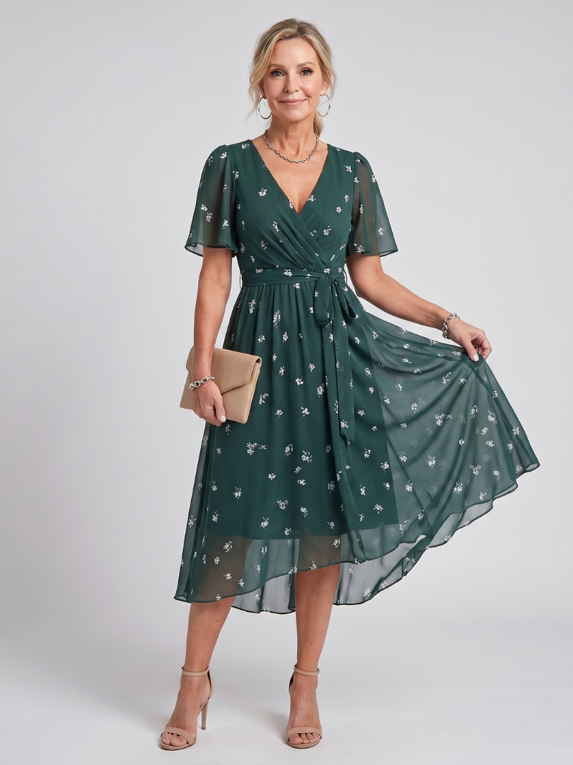 Mirabel | Floral Flutter Sleeve Midi Dress