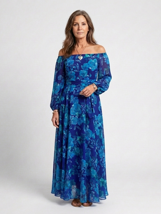 Aspen | Robe maxi florale à épaules dénudées