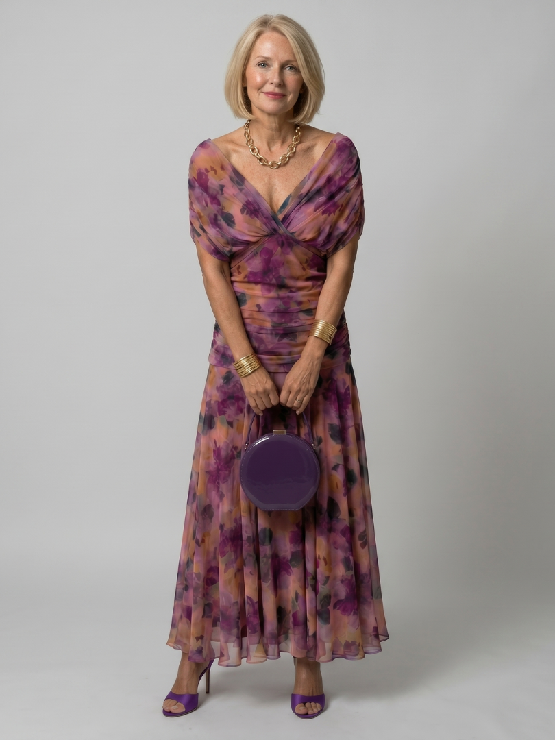 Calen | Robe Midi Décontractée à Épaules Dégagées
