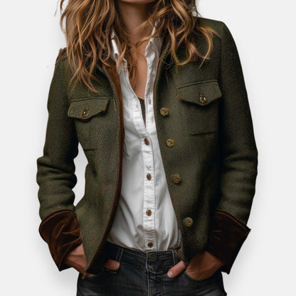 Caroline | Classic Tailored Jacket with Velvet Details