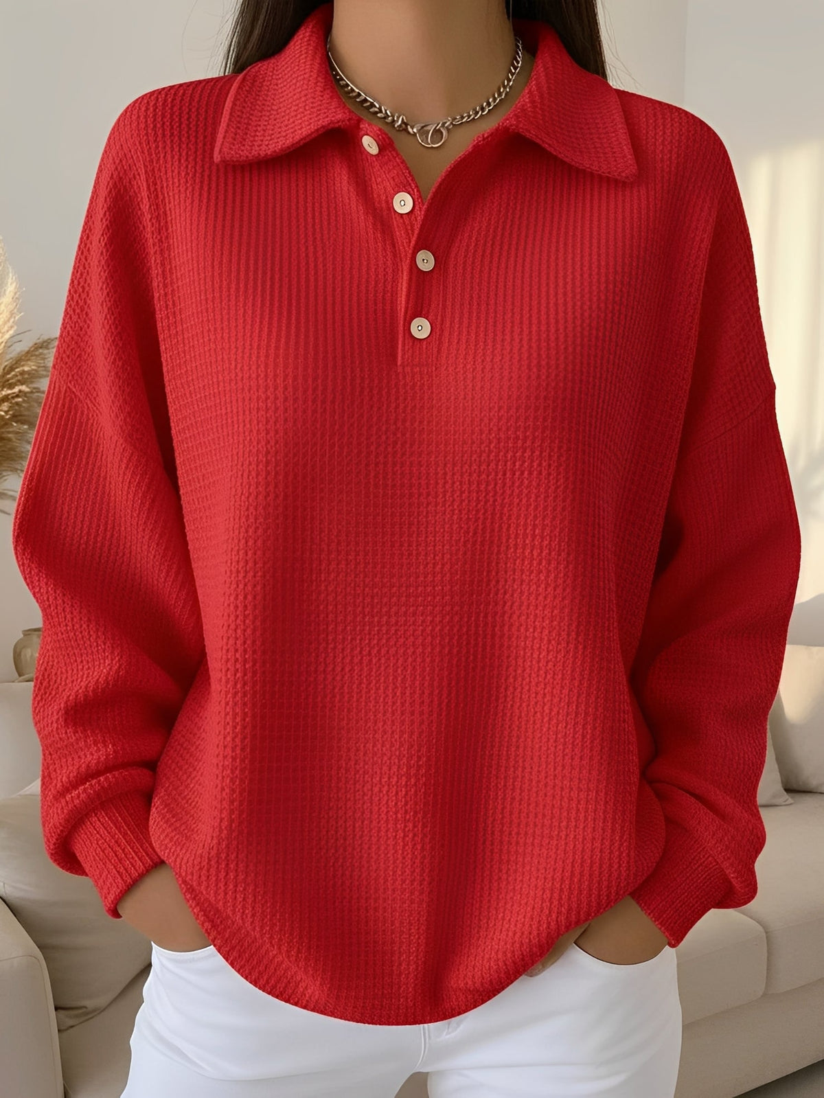Sofia | Textured Polo Sweater