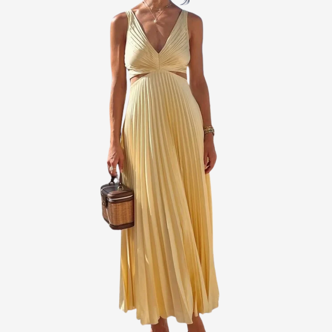 Vivienne™ Robe de soirée midi plissée avec dos nu