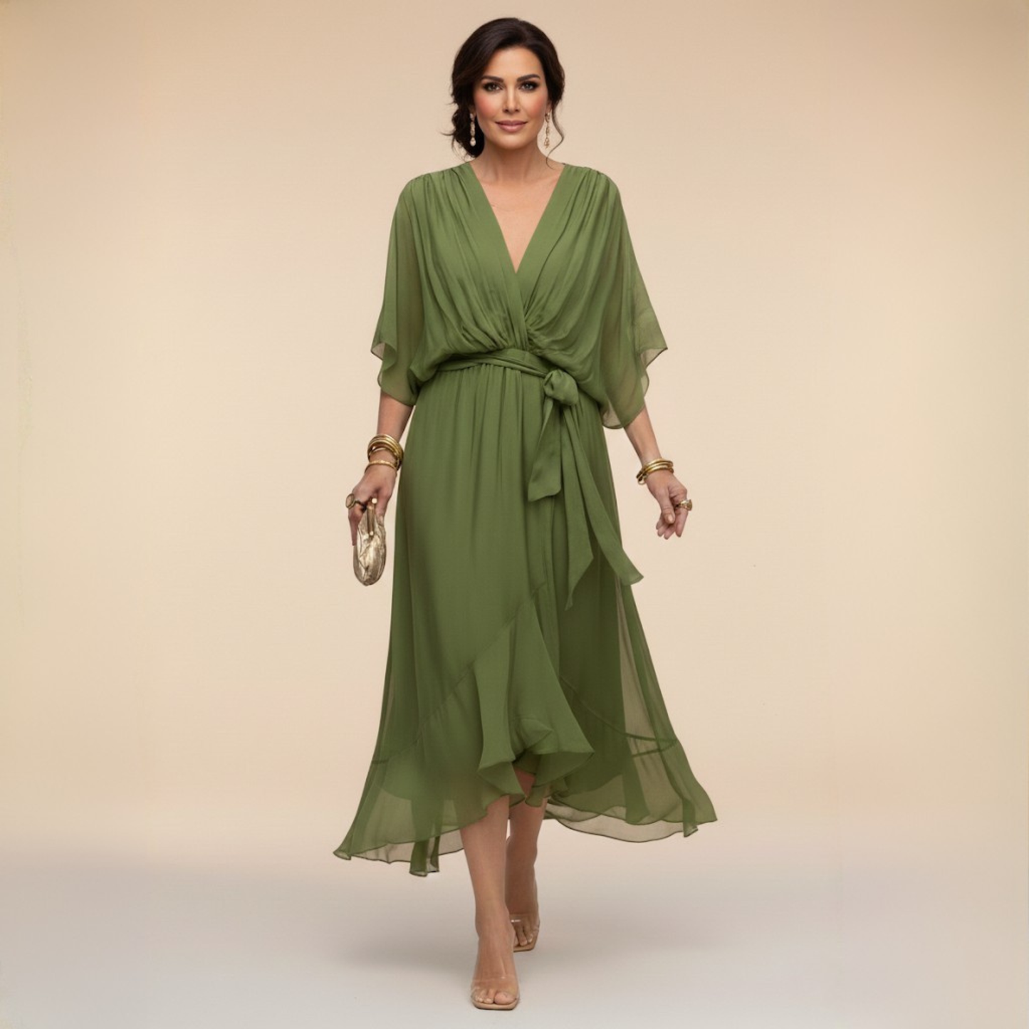 Sarah™ | Robe Midi Style Cache-Cœur Élégante