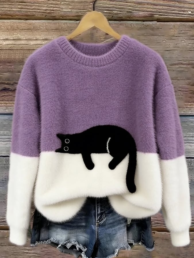 ボニー™ — 猫プリントオーバーサイズセーター