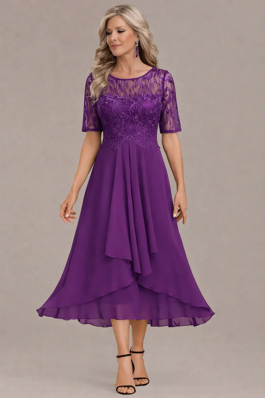 Avenira™ | Elegant Half Sleeve Formal Dress