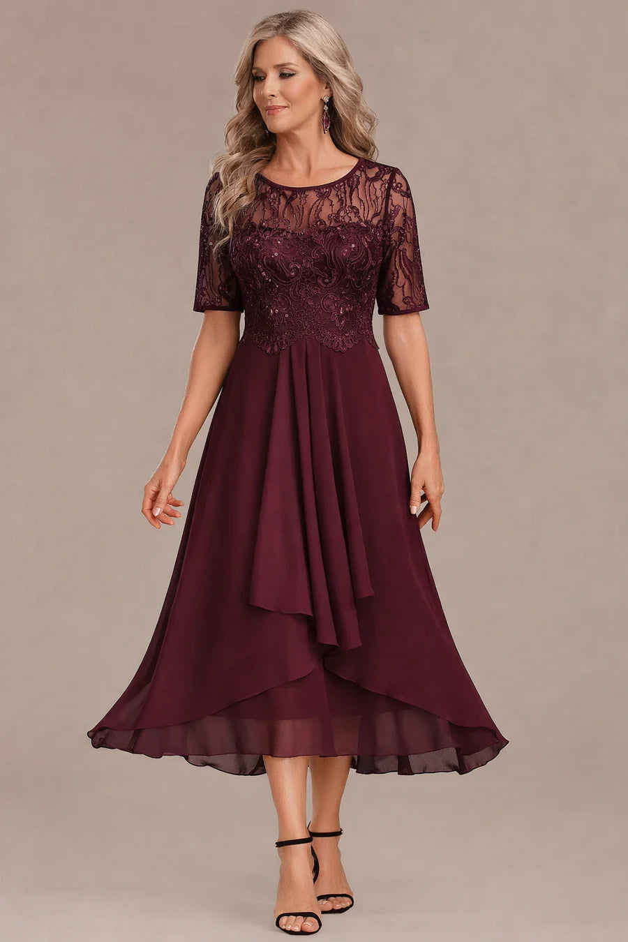 Avenira™ | Elegant Half Sleeve Formal Dress
