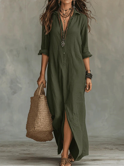 Soline™ | Robe maxi noire avec boutons