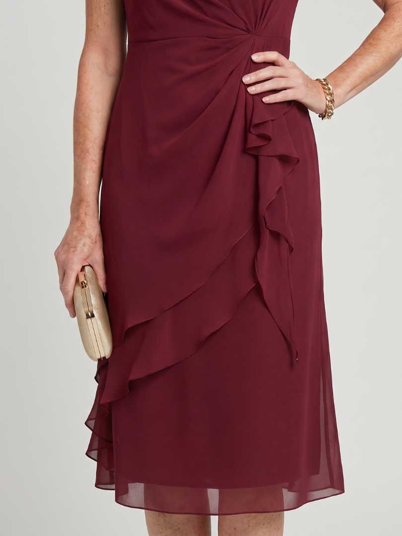 Eira | Twist Waist Layered Hem Midi Dress
