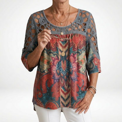 Claire | Ethnic Print Blouse Bohemian Natural Femininity