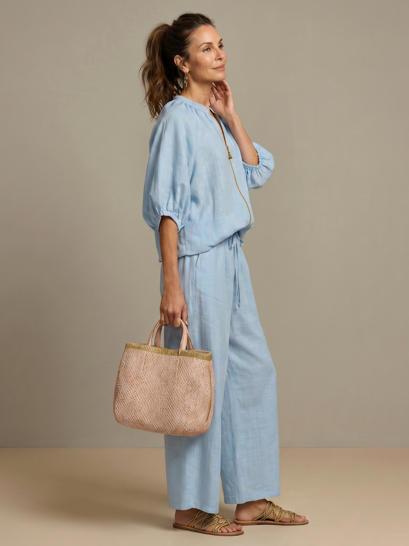 Natalia | Haut Blouson à Zip et Pantalon Large