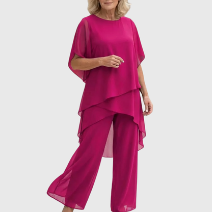 Linda | Costume avec pantalon palazzo drapé