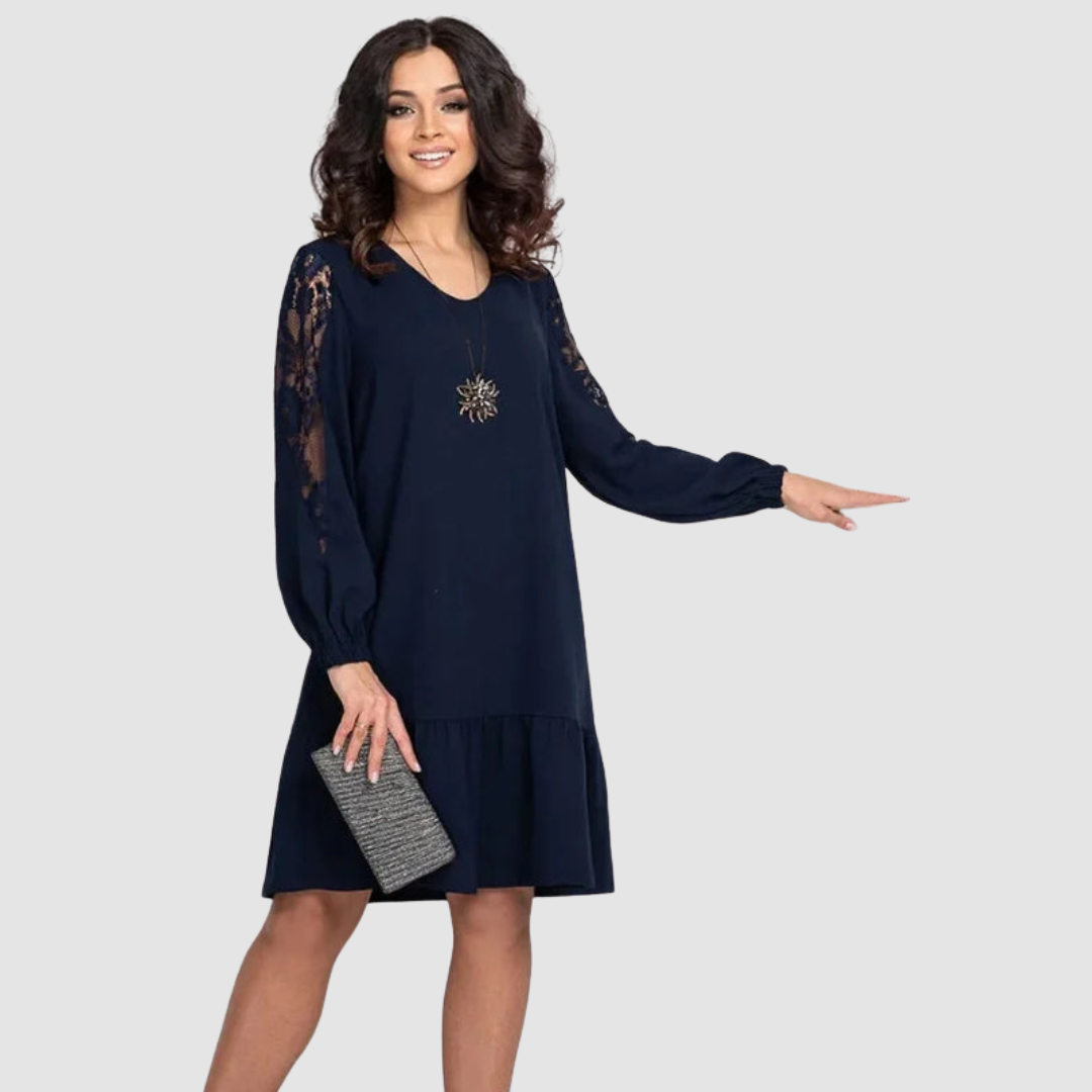 Mina™ Robe Midi Élégante à Manches en Dentelle