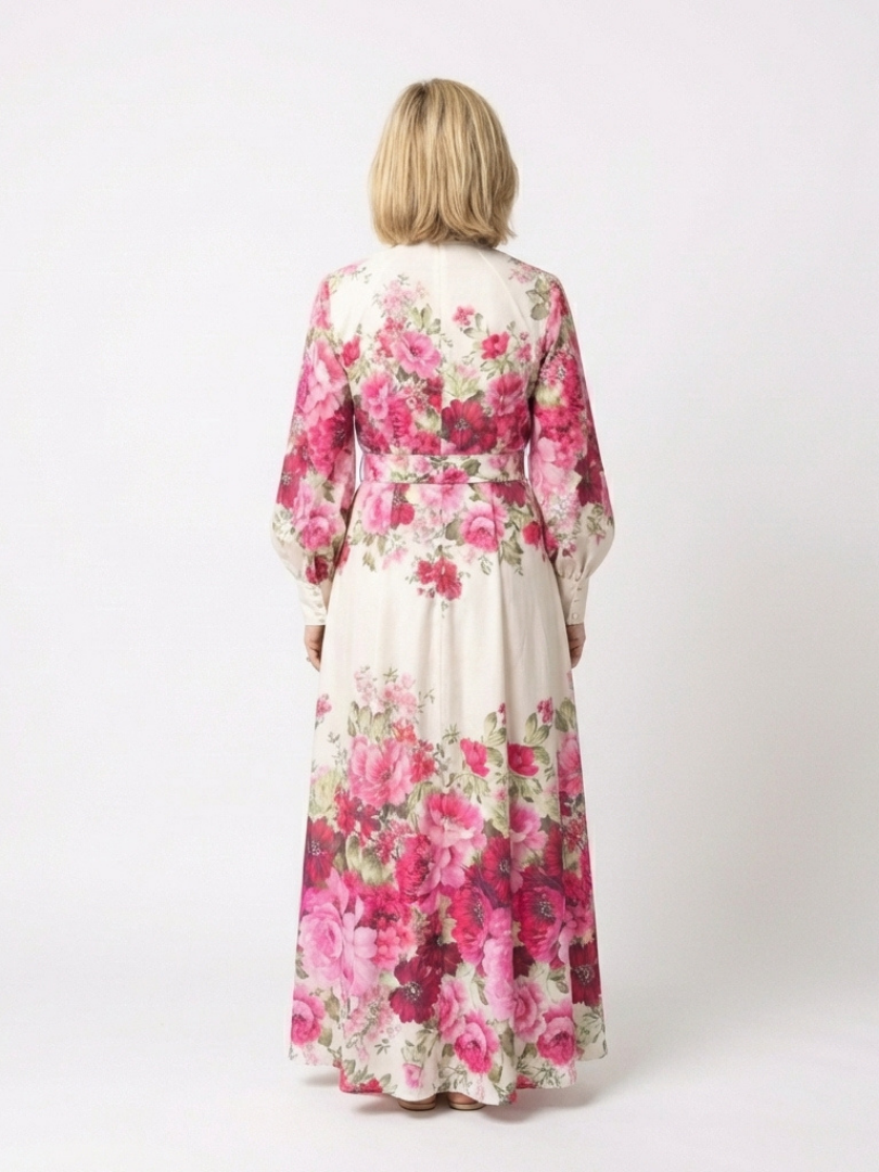 Kennedy | Robe maxi à manches longues florale avec ceinture