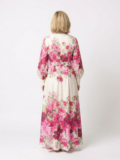 Kennedy | Robe maxi à manches longues florale avec ceinture