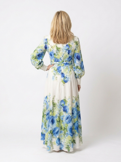 Harper | Robe Maxi à Manches Longues avec Boutons Florale