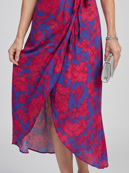 Priya | Robe Midi Fleurie à Manches Courtes
