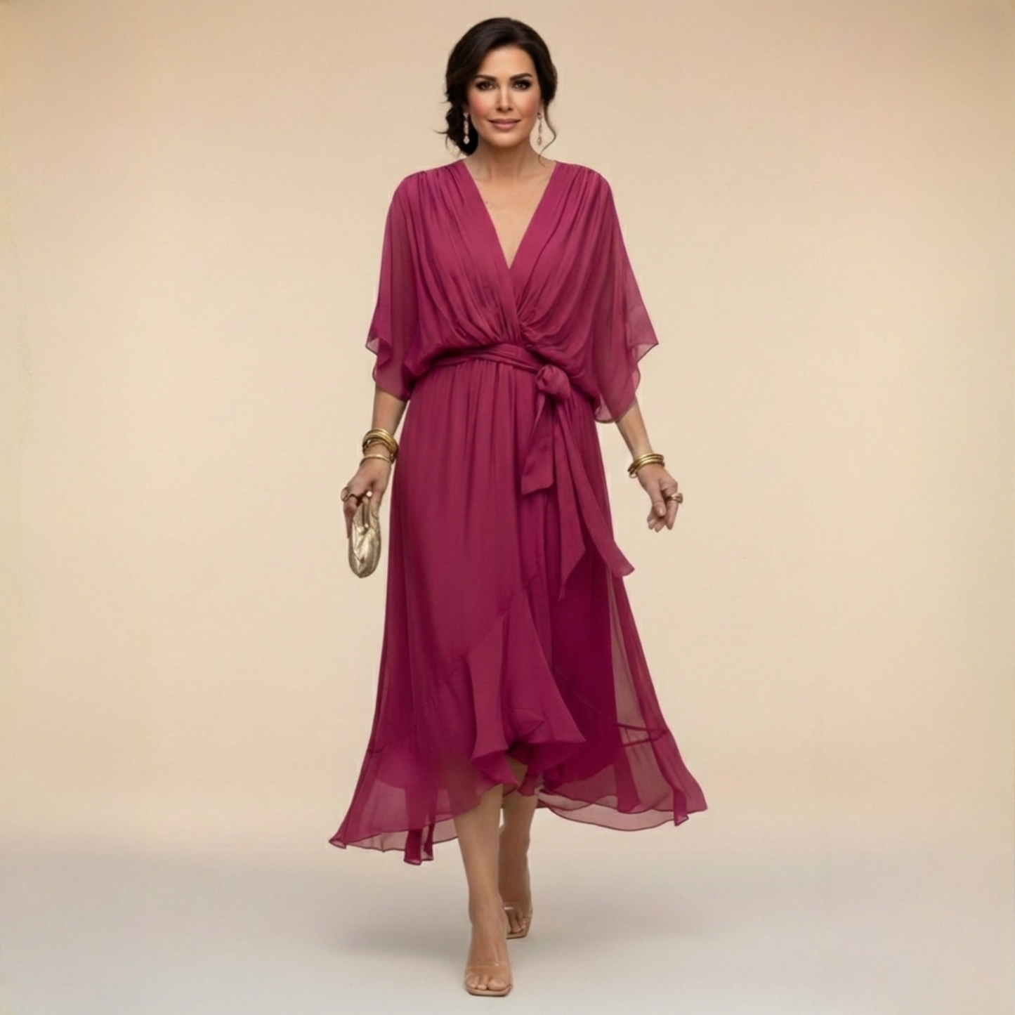 Sarah™ | Robe Midi Style Cache-Cœur Élégante