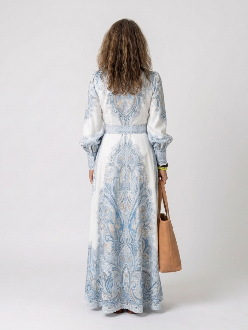 Sierra | Robe maxi à manches longues imprimée et col montant