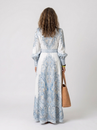 Sierra | Robe maxi à manches longues imprimée et col montant
