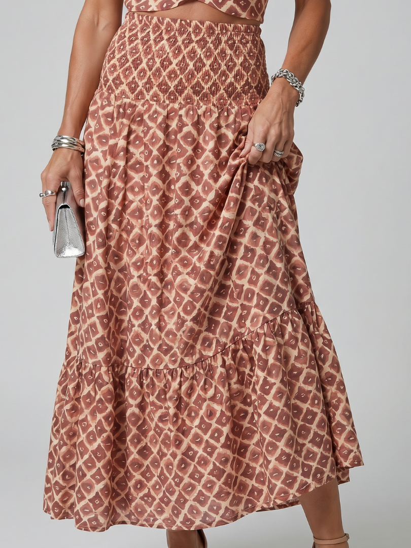 Amira | Geometric Print Cut-Out Midi Dress