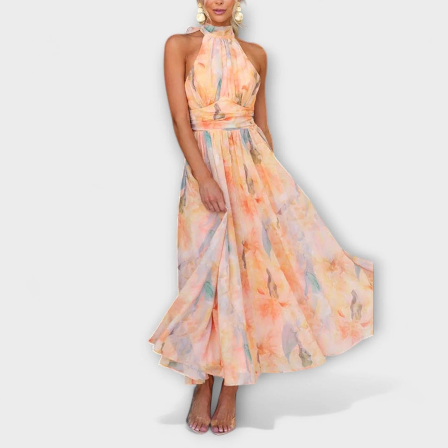 Adrielle™ | Elegant Halter Neck Maxi Dress