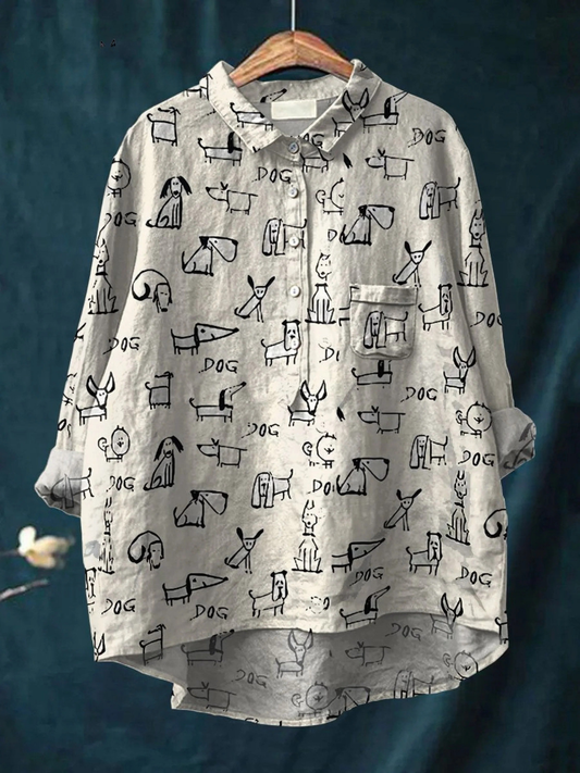 Faith | Women's Cute Dog Print Casual  Shirt