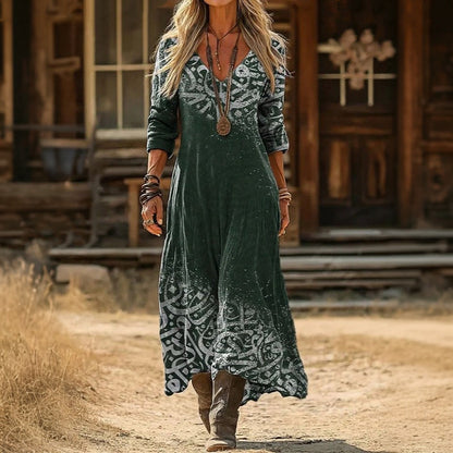 Evelyn | Robe décontractée à manches longues inspirée du vintage